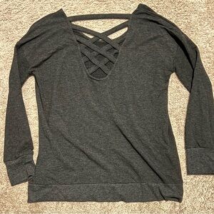 Cable & Gauge lightweight sweater long sleeve cross-cross back yoga top Medium